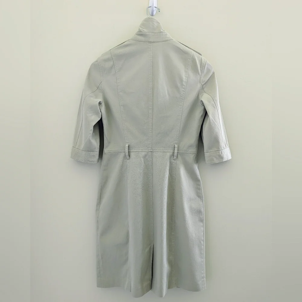 BURBERRY Vintage Women's Short Sleeve Trench Coat Dress Size 6 Classic Khaki - Picture 8 of 16